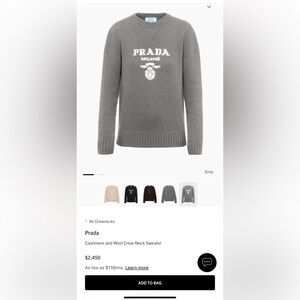 Prada Gray Crewneck Sweater